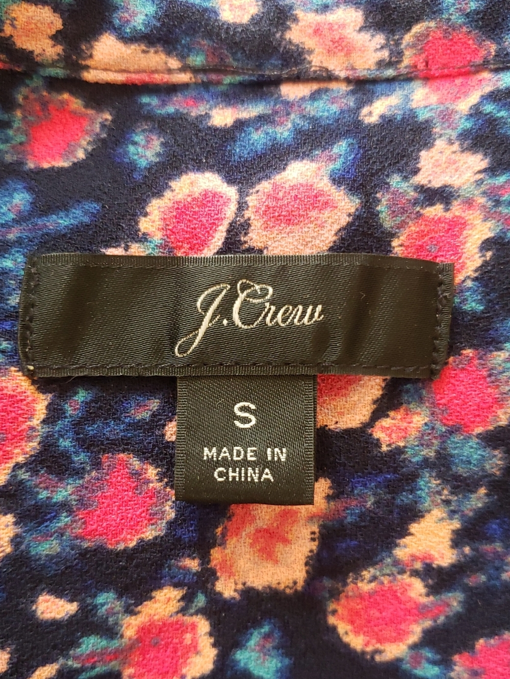 J.Crew Navy Pink Floral Split V-Neck Crepe Blouse Balloon Sleeve Size S - Picture 11 of 12
